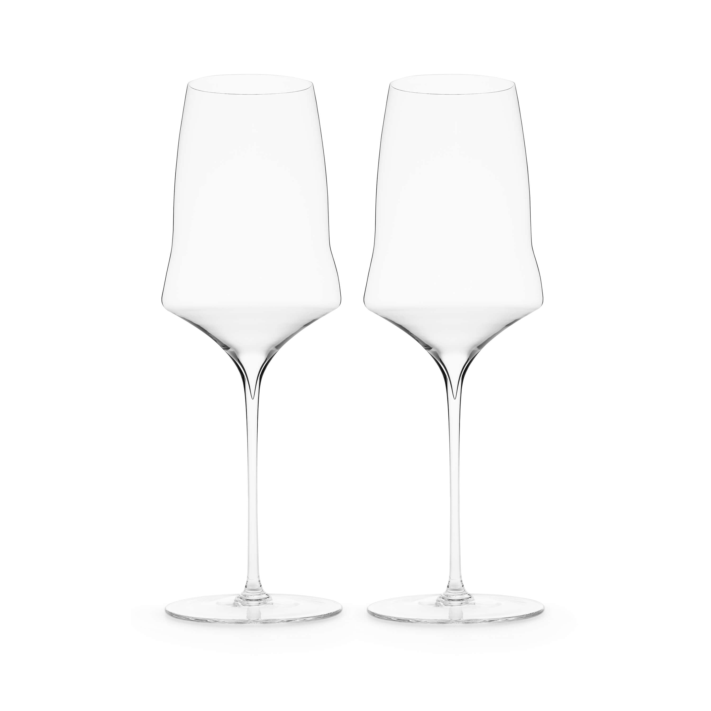 Two white wine glasses by Josephinenhütte